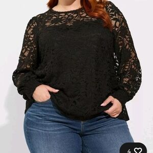 Torrid Black Lace Blouse Size 1